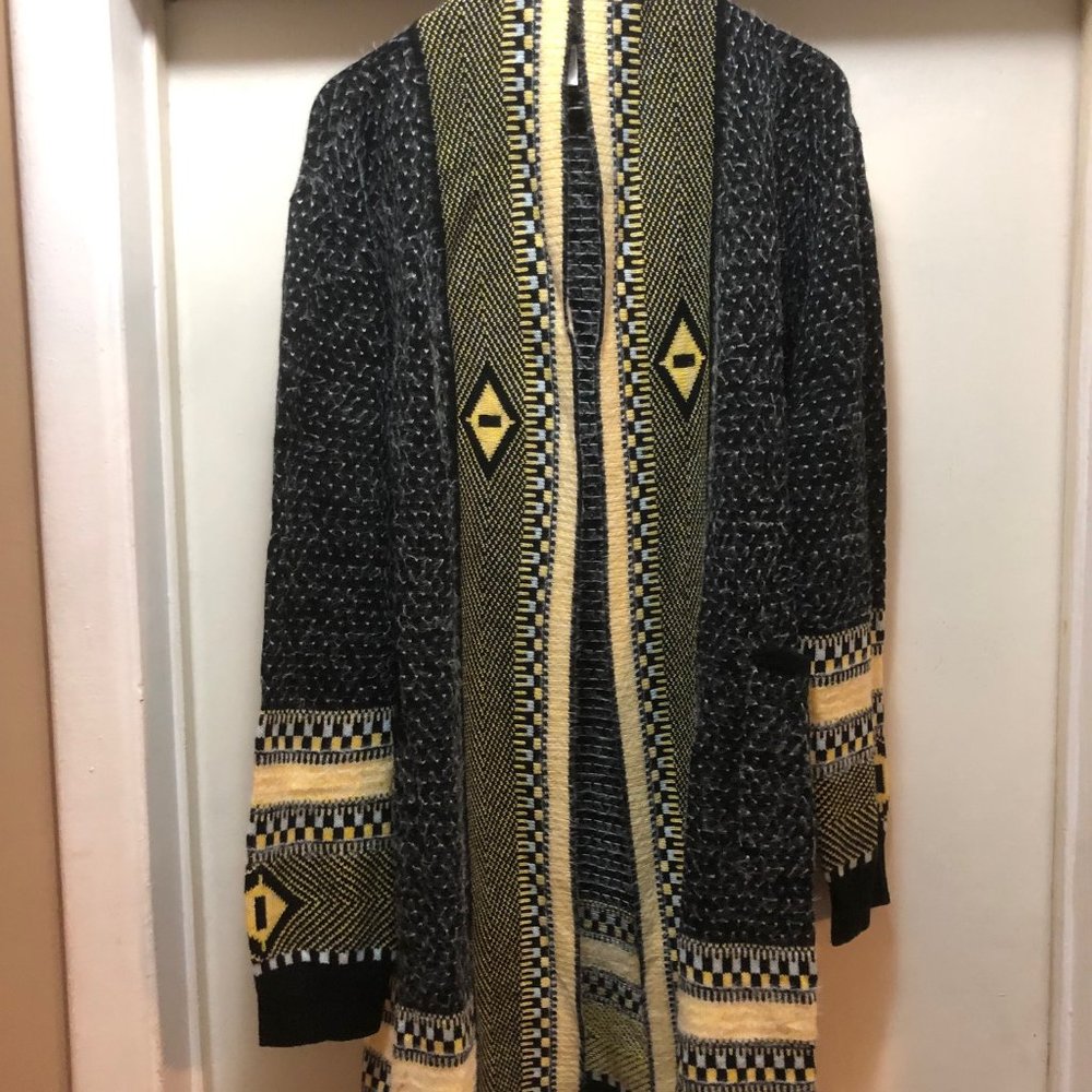 Happy Trunks Long Boho Open Front Cardigan w/Pockets